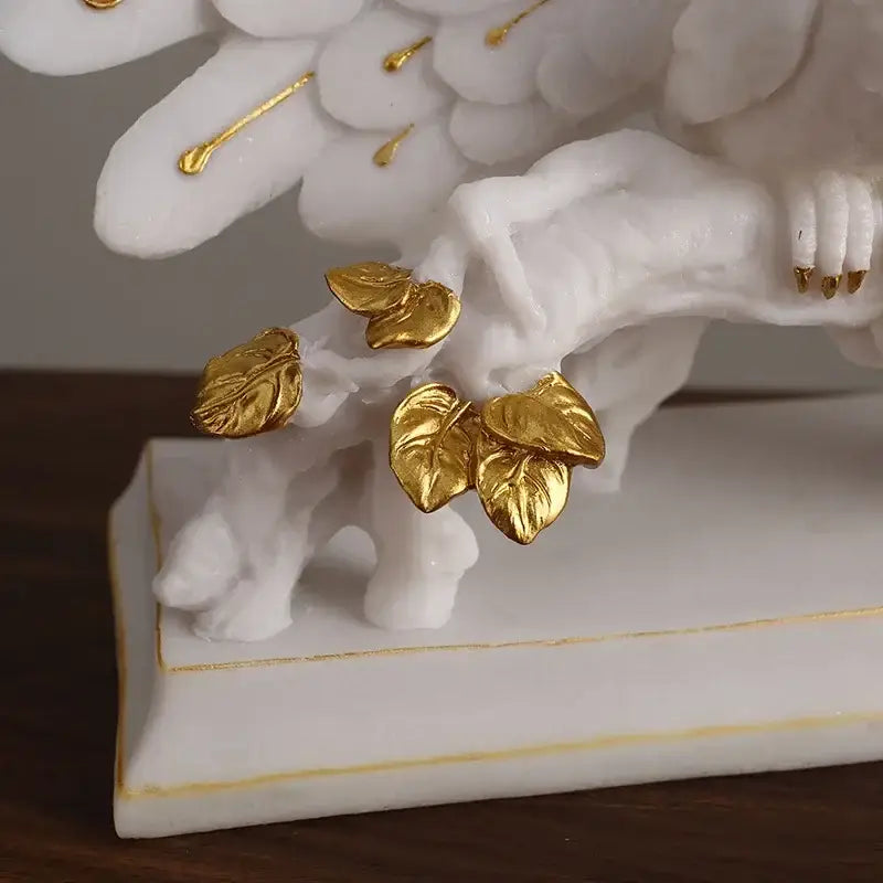 White and gold peacock sculpture living room home decor ornament