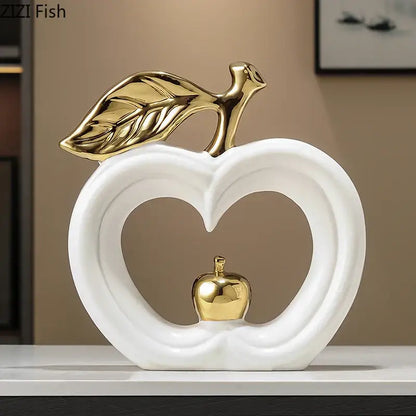 White and gold pear ceramic desk ornament living room decor
