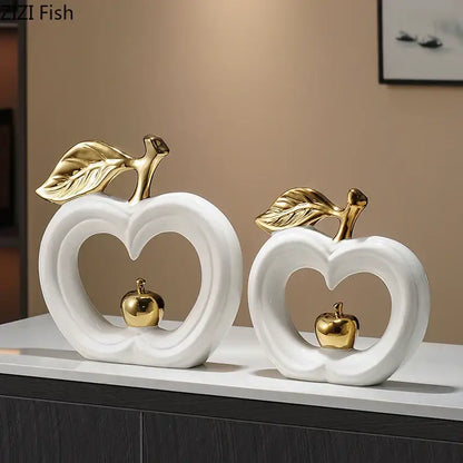 White and gold pear ceramic desk ornament living room decor