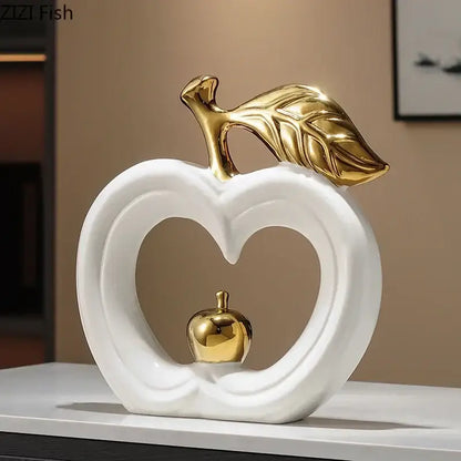 White and gold pear ceramic desk ornament living room decor