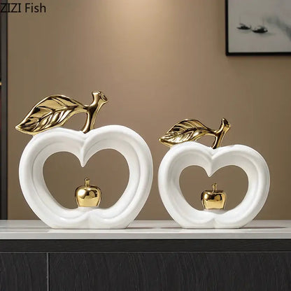 White and gold pear ceramic desk ornament living room decor