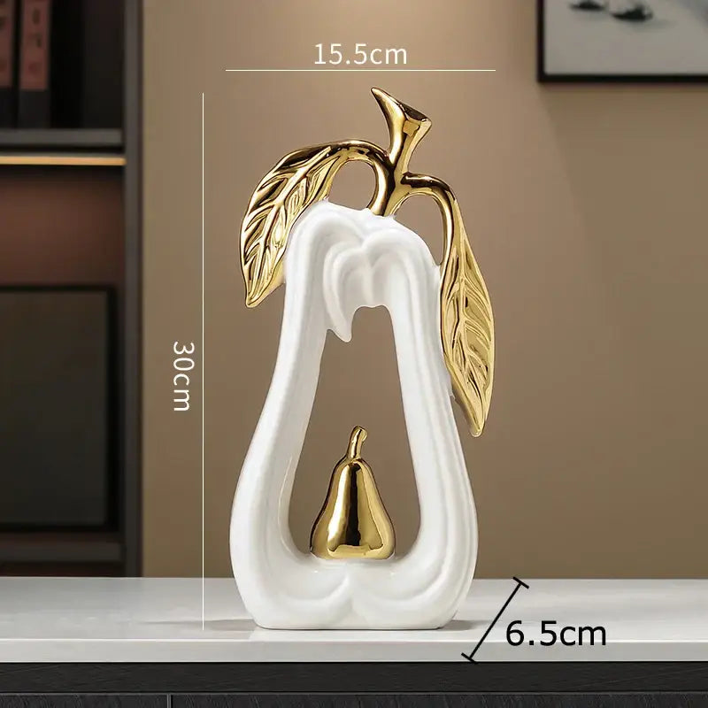 White and gold pear ceramic desk ornament living room decor