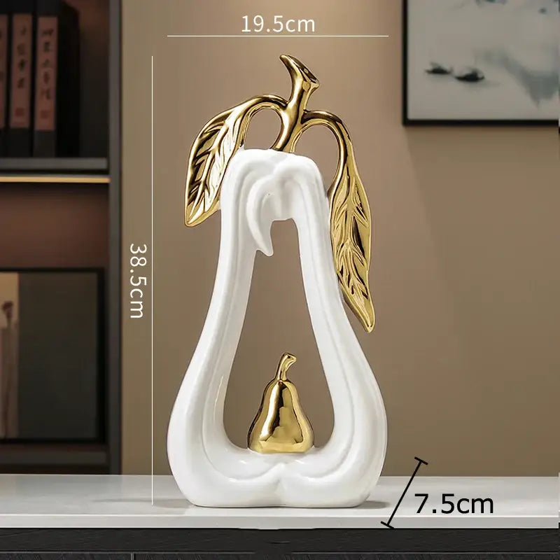 White and gold pear ceramic desk ornament living room decor