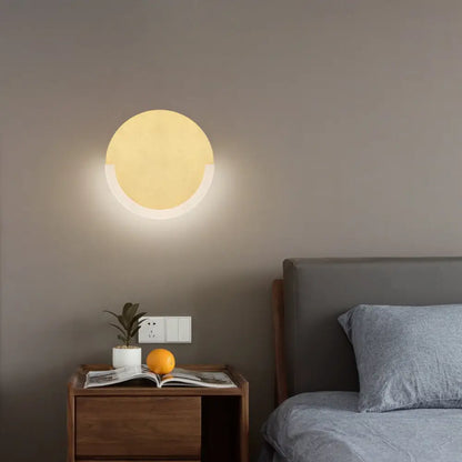 DecorBites™ White and Gold Round Acrylic LED Wall Sconce for Bedroom - Warm/White Light