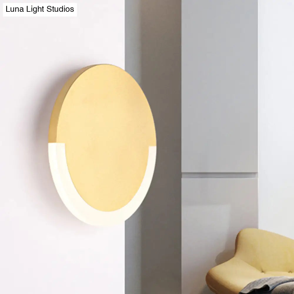 DecorBites™ White and Gold Round Acrylic LED Wall Sconce for Bedroom - Warm/White Light