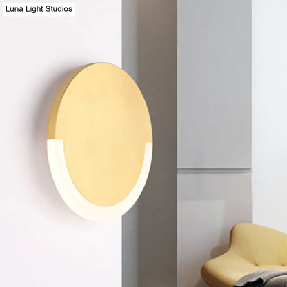DecorBites™ White and Gold Round Acrylic LED Wall Sconce for Bedroom - Warm/White Light