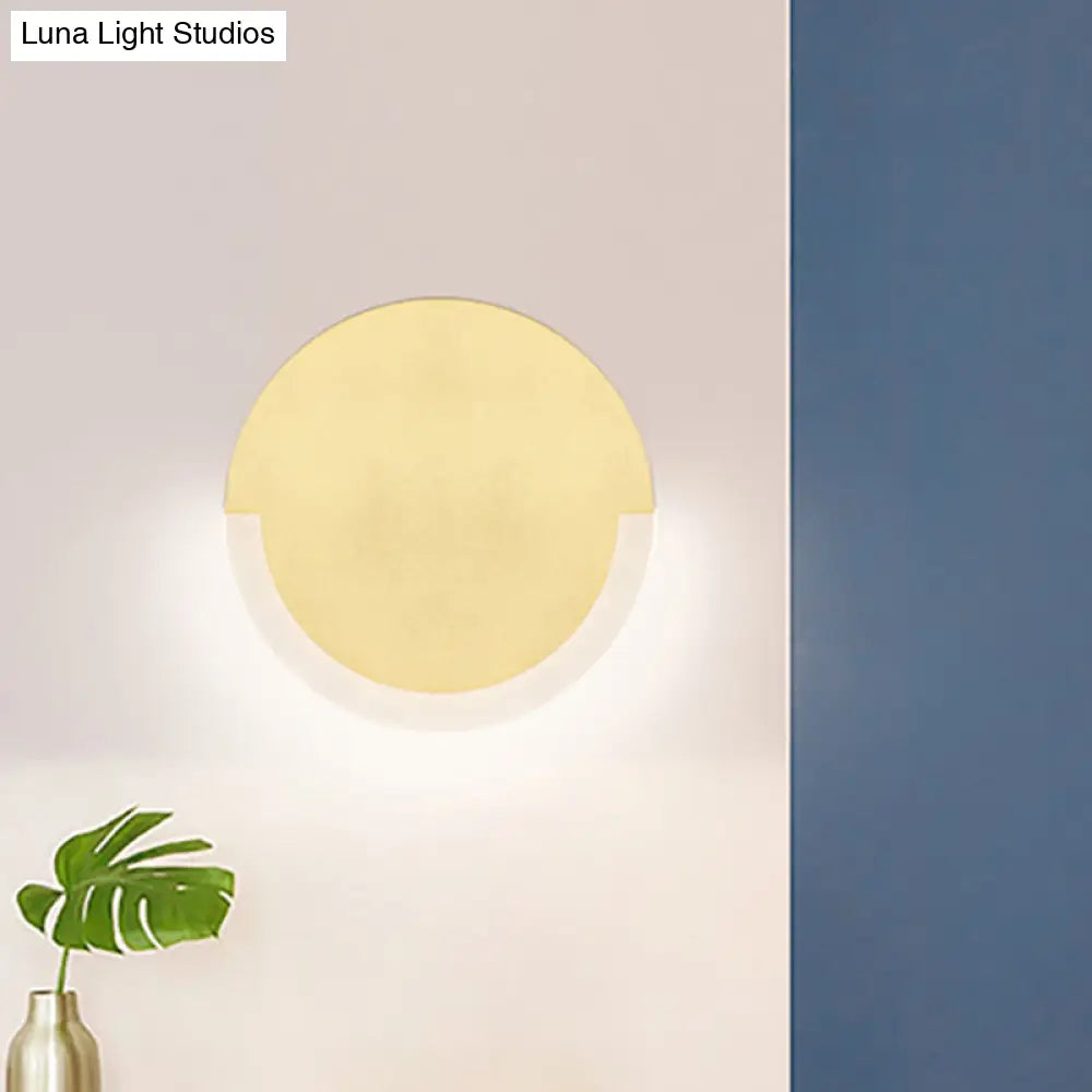 DecorBites™ White and Gold Round Acrylic LED Wall Sconce for Bedroom - Warm/White Light