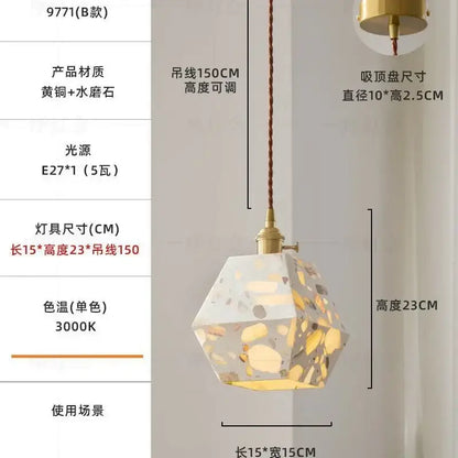 White and gold terrazzo cement marble chandelier for dining room