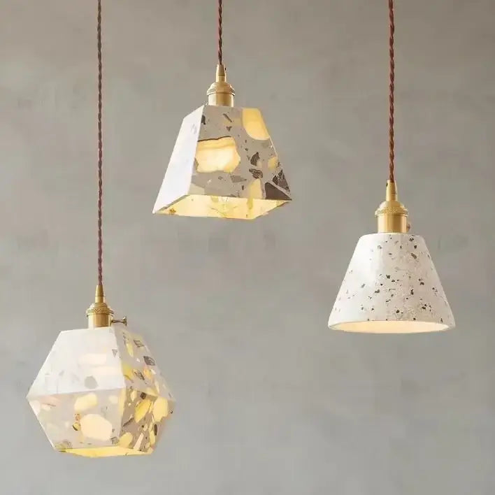 White and gold terrazzo cement marble chandelier for dining room