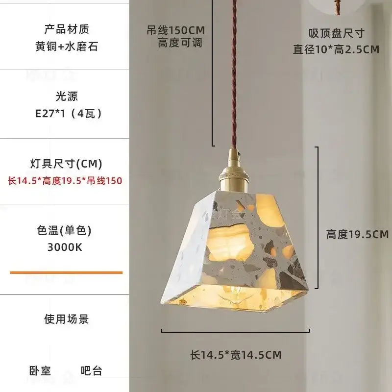 White and gold terrazzo cement marble chandelier for dining room