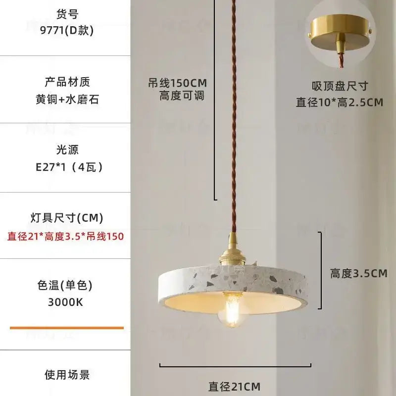 White and gold terrazzo cement marble chandelier for dining room