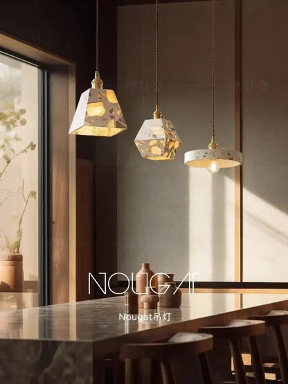 White and gold terrazzo cement marble chandelier for dining room