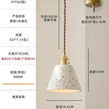 White and gold terrazzo cement marble chandelier for dining room