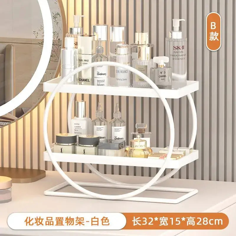 White and golden makeup organizer heart two tier shelf bedroom