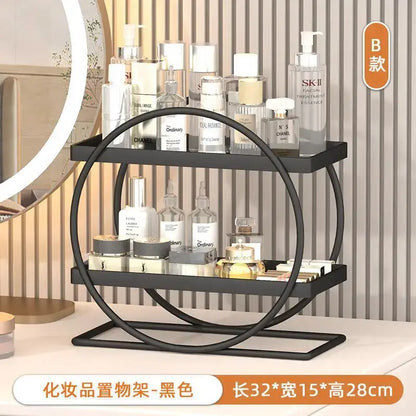 White and golden makeup organizer heart two tier shelf bedroom