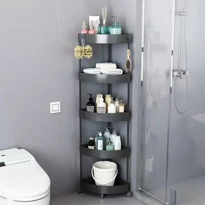 White and gray 5-tier rolling cart storage rack for kitchen organizing