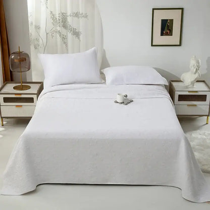 White and gray blue cotton quilted embroidered bedspread set bedroom