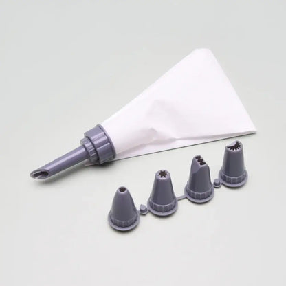 White and gray cake cream decorating gun kitchen pastry syringe set