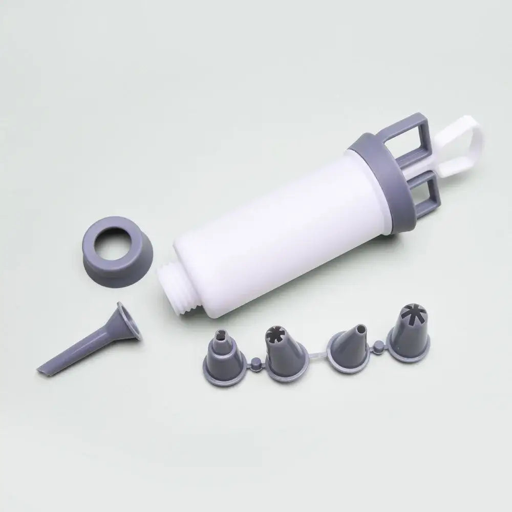 White and gray cake cream decorating gun kitchen pastry syringe set