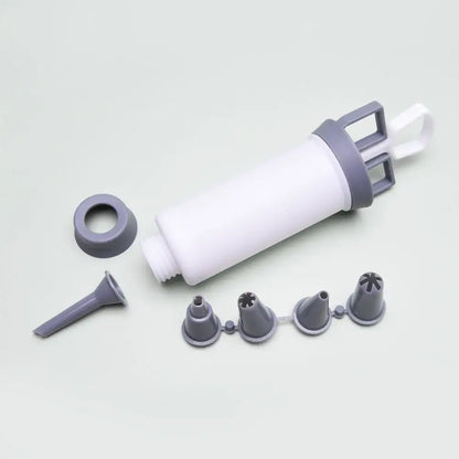 White and gray cake cream decorating gun kitchen pastry syringe set