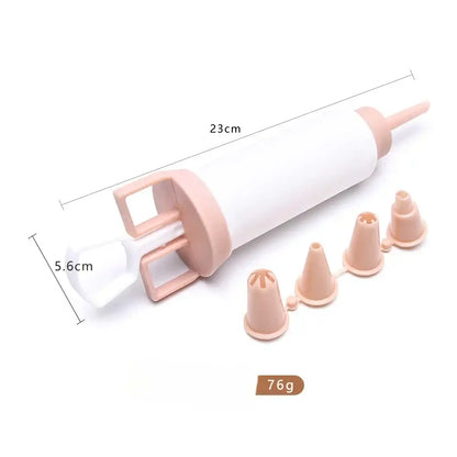 White and gray cake cream decorating gun kitchen pastry syringe set