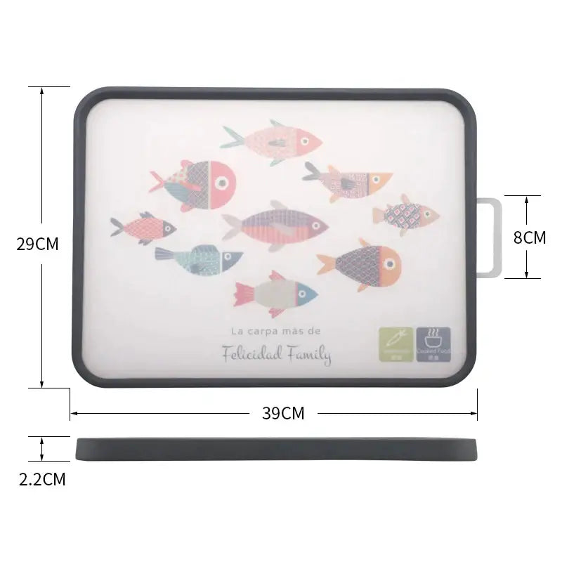 White and gray fish design cutting board kitchen chopping block