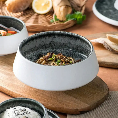 White and grey ice cracked glaze ceramic dinnerware set dining room