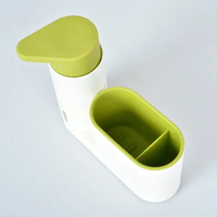 White and lime green soap dispenser kitchen sink organizer