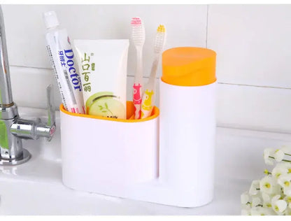 White and lime green soap dispenser kitchen sink organizer