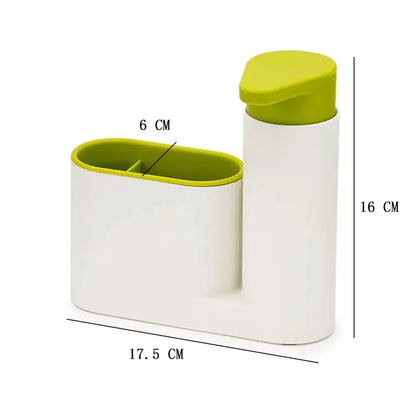 White and lime green soap dispenser kitchen sink organizer