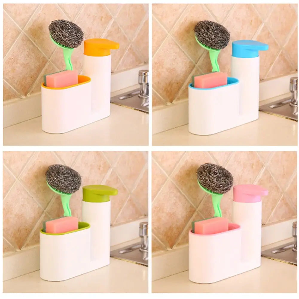 White and lime green soap dispenser kitchen sink organizer