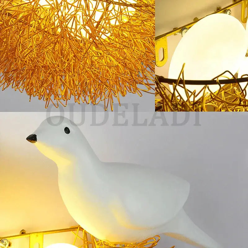 White and orange bird nest led wall lamp bedroom decorative light