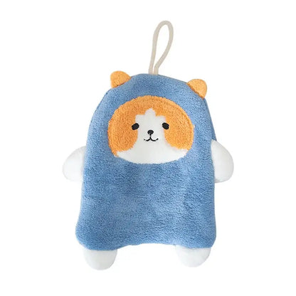 White and orange coral plush cat hand towel bathroom decor