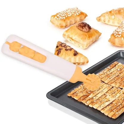 White and orange dough roller cutter kitchen decorative pastry tool