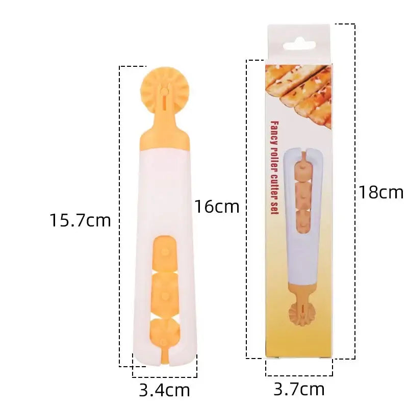 White and orange dough roller cutter kitchen decorative pastry tool