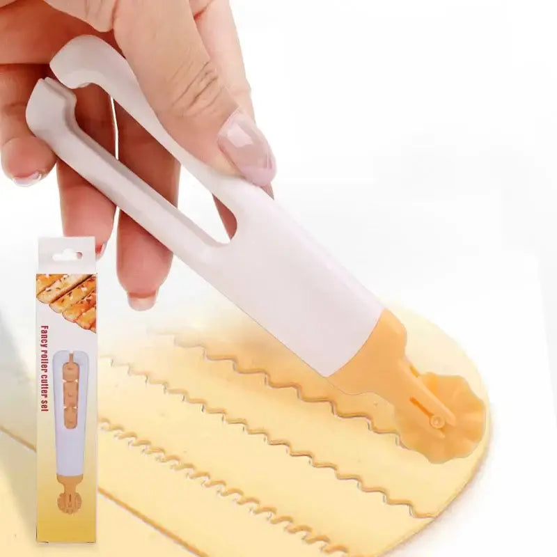 White and orange dough roller cutter kitchen decorative pastry tool