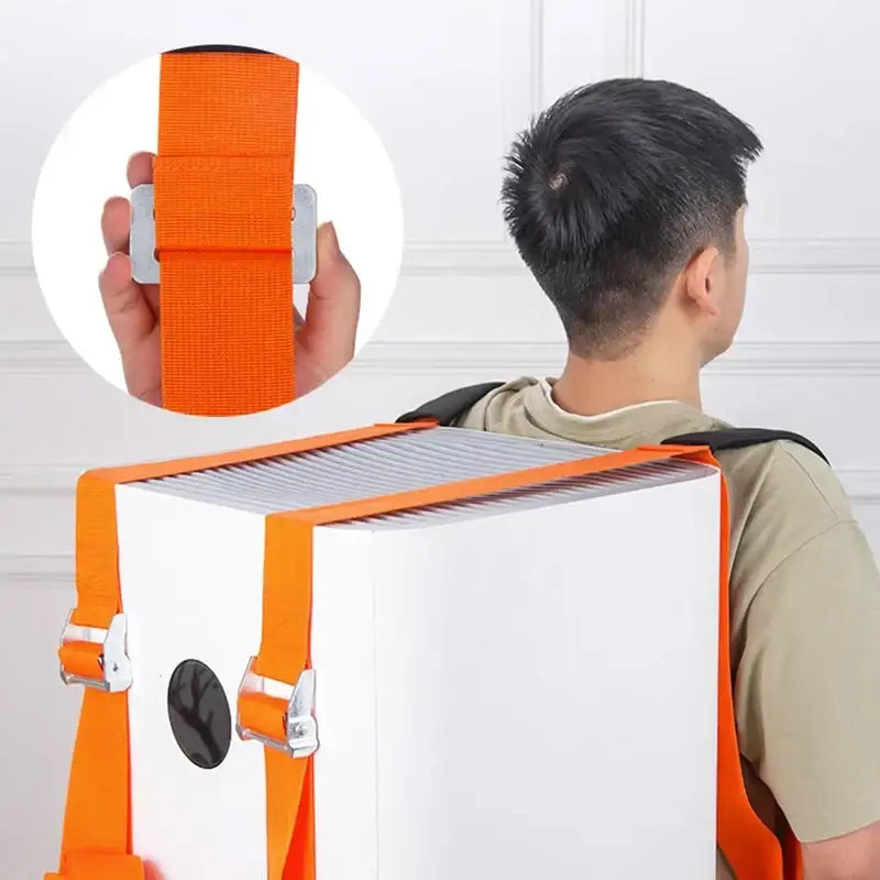 White and orange furniture lifting straps living room moving belt