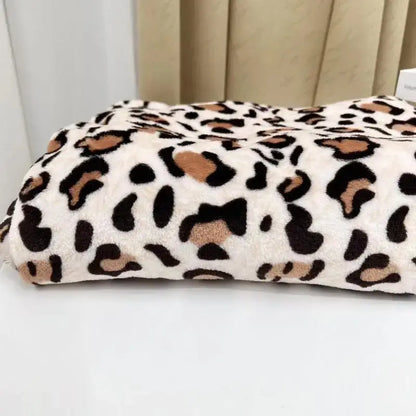 White and orange leopard print warm blanket bedroom fleece throw