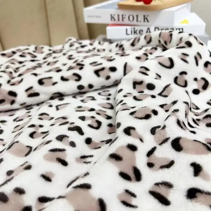 White and orange leopard print warm blanket bedroom fleece throw