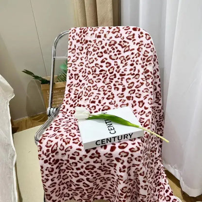 White and orange leopard print warm blanket bedroom fleece throw