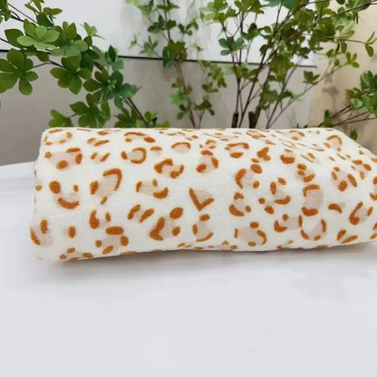White and orange leopard print warm blanket bedroom fleece throw