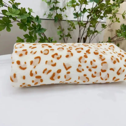 White and orange leopard print warm blanket bedroom fleece throw
