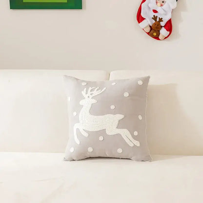 White and red embroidered christmas pillow cases living room decor