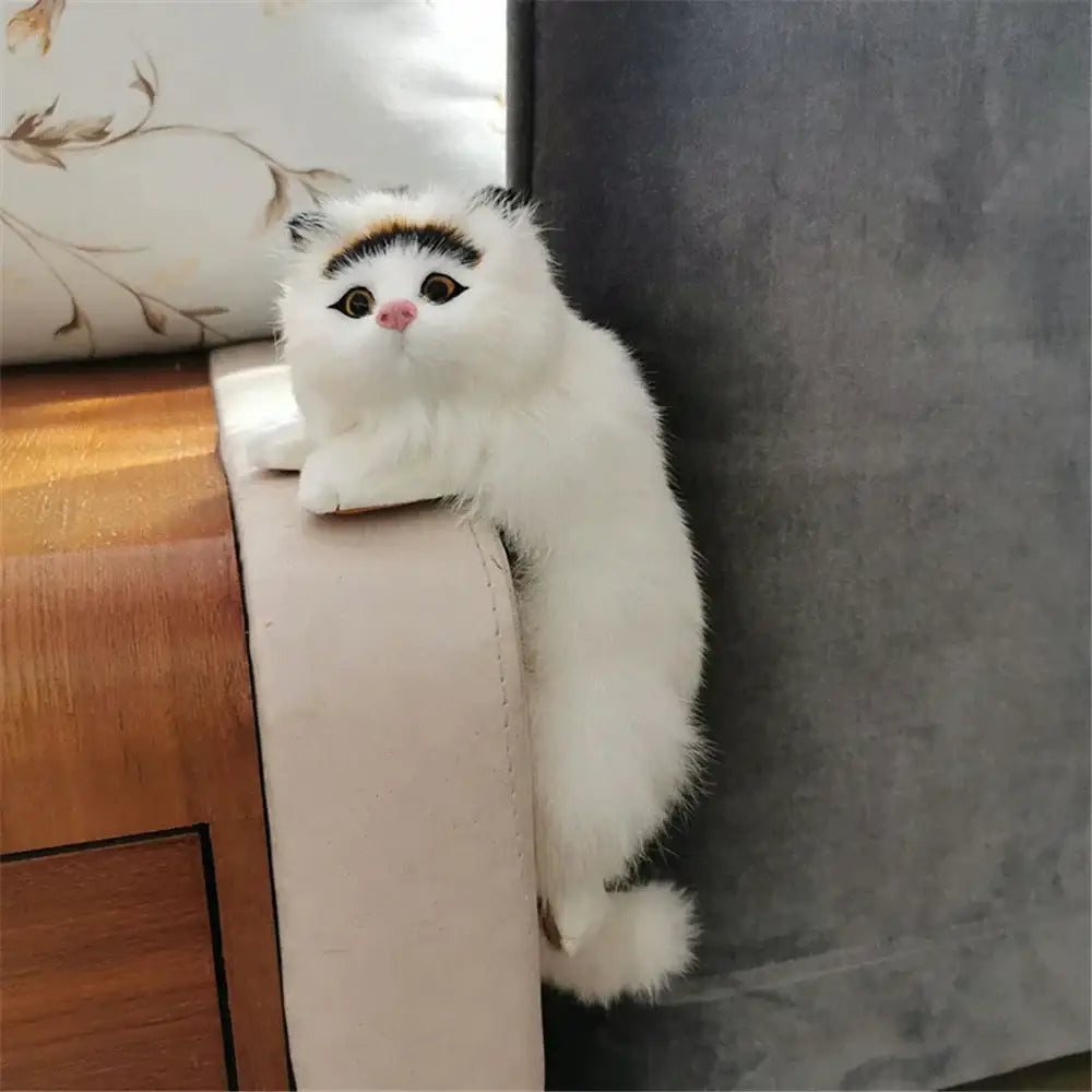 White and tan hanging cat plush doll living room decor