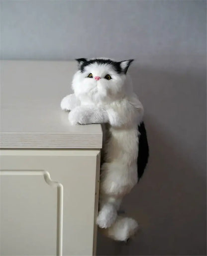 White and tan hanging cat plush doll living room decor