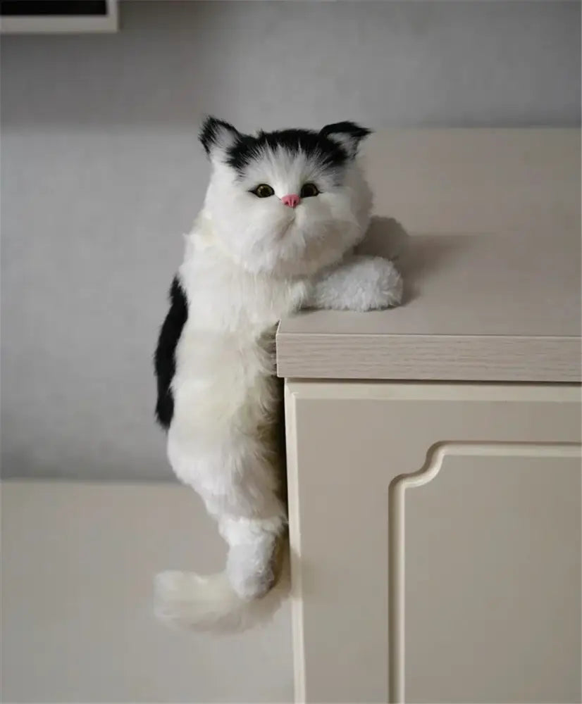 White and tan hanging cat plush doll living room decor