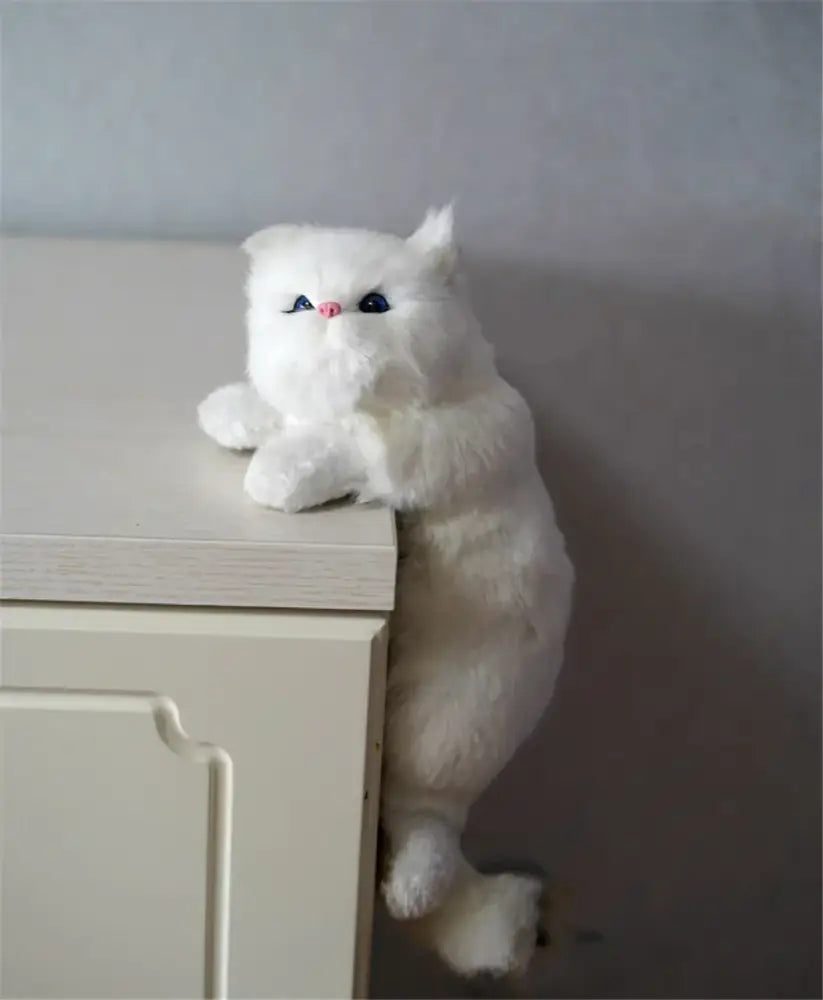 White and tan hanging cat plush doll living room decor