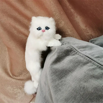 White and tan hanging cat plush doll living room decor