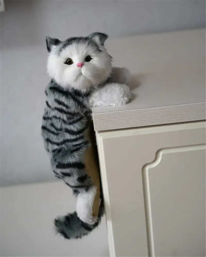 White and tan hanging cat plush doll living room decor