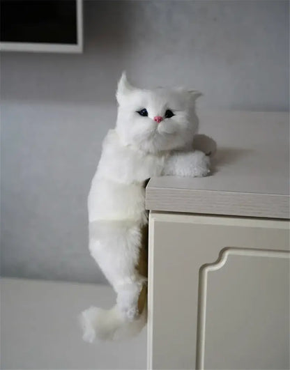 White and tan hanging cat plush doll living room decor